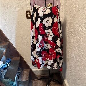 Rosegal Black and Red Floral A-Line Skirt